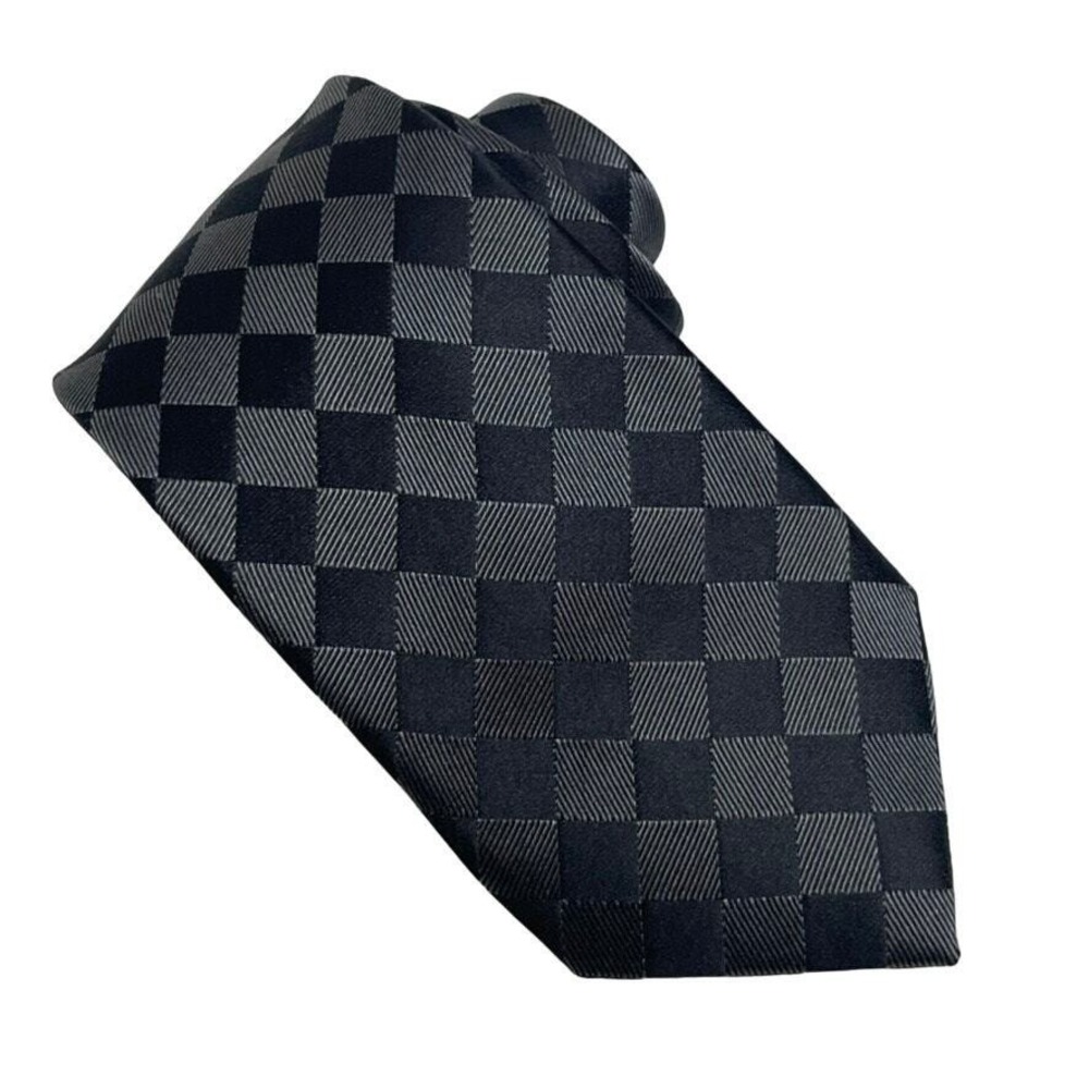 Donald J. Trump Necktie Mens One Size Black Grey Checkered Silk Tie Business